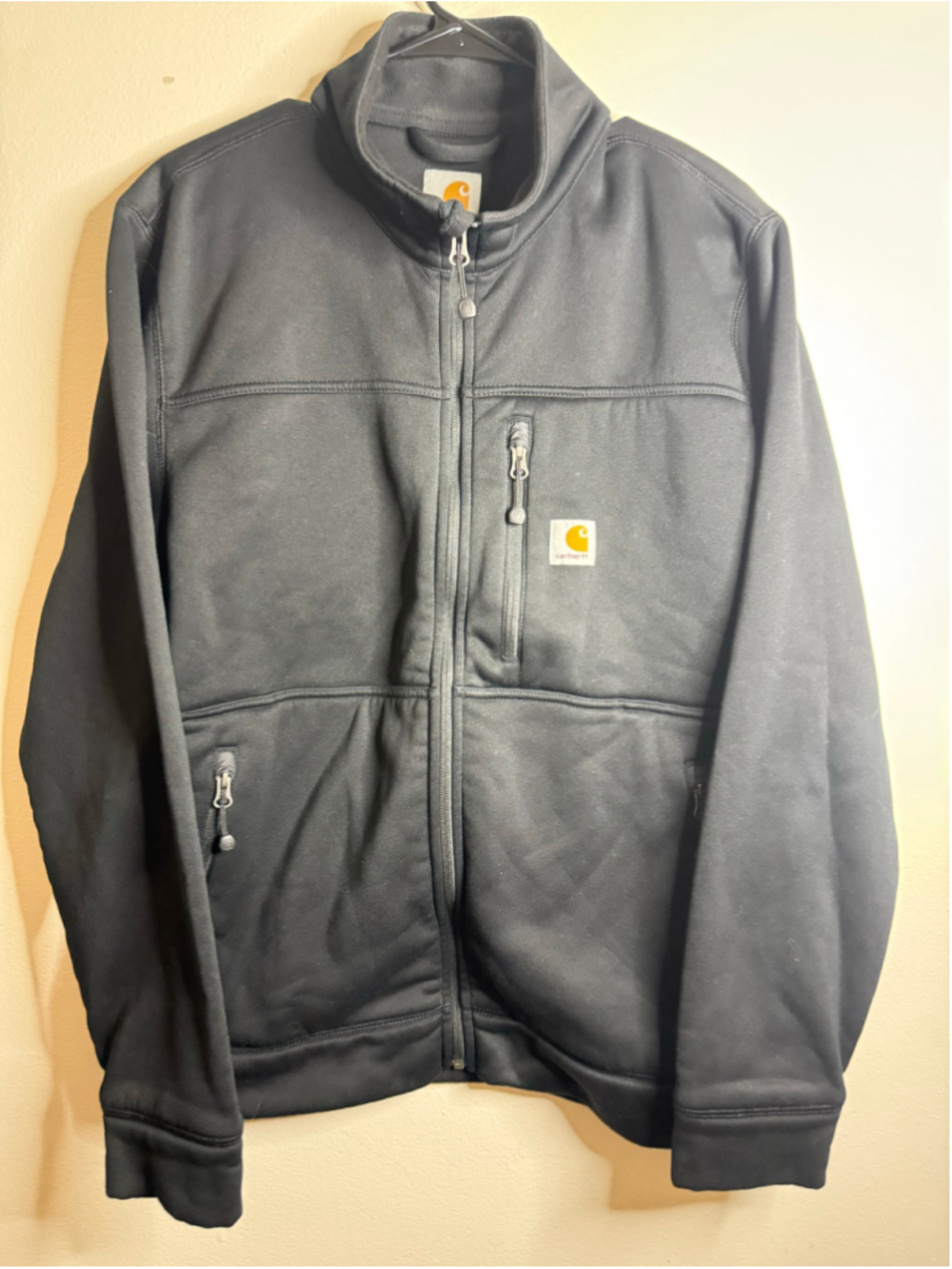 Men's Carhartt workman full Zip Up Sweater Jacket Black Size M - Picture 2 of 6